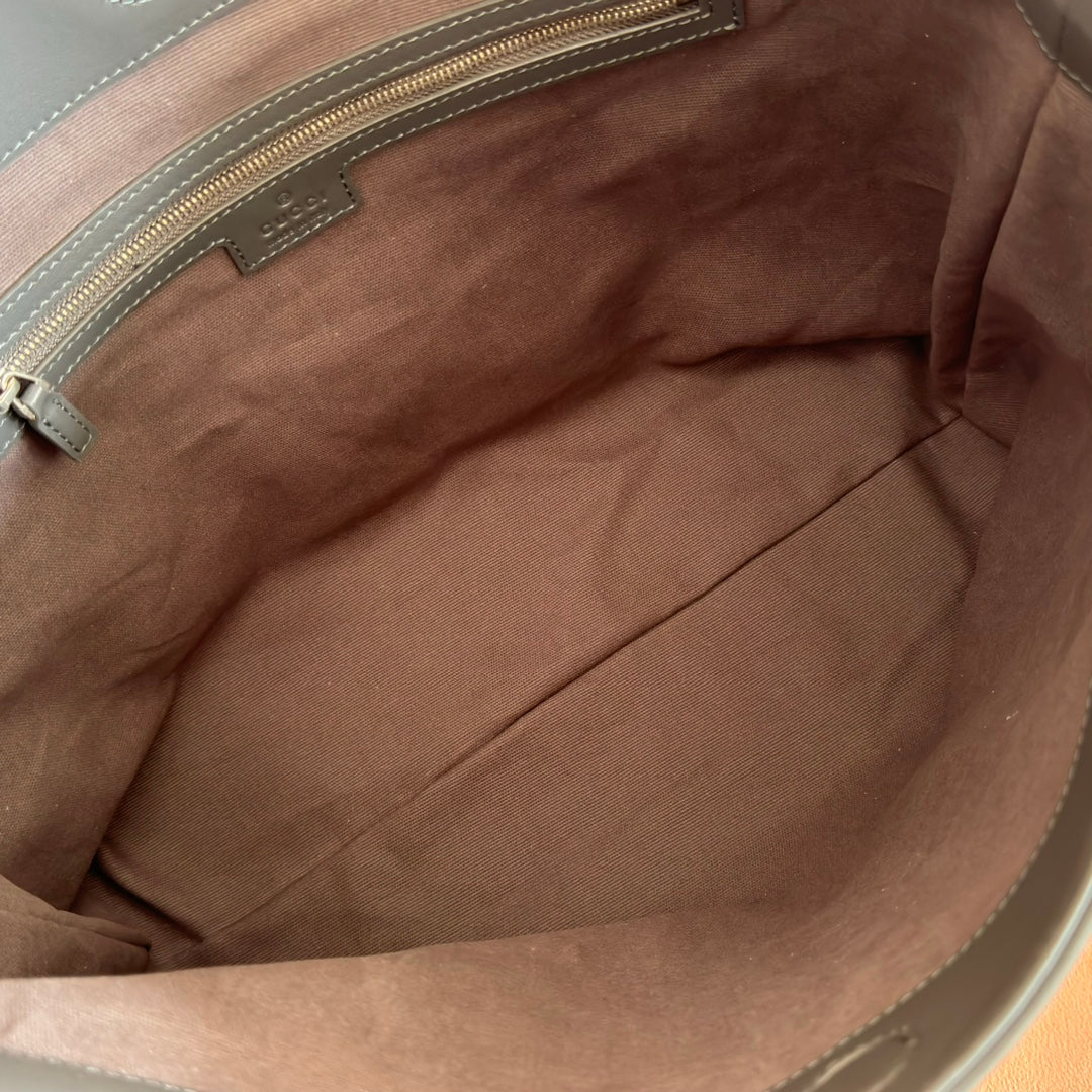 GUCCI 26S TOP HANDLE BAG 35 IN DARK GREY SUEDE