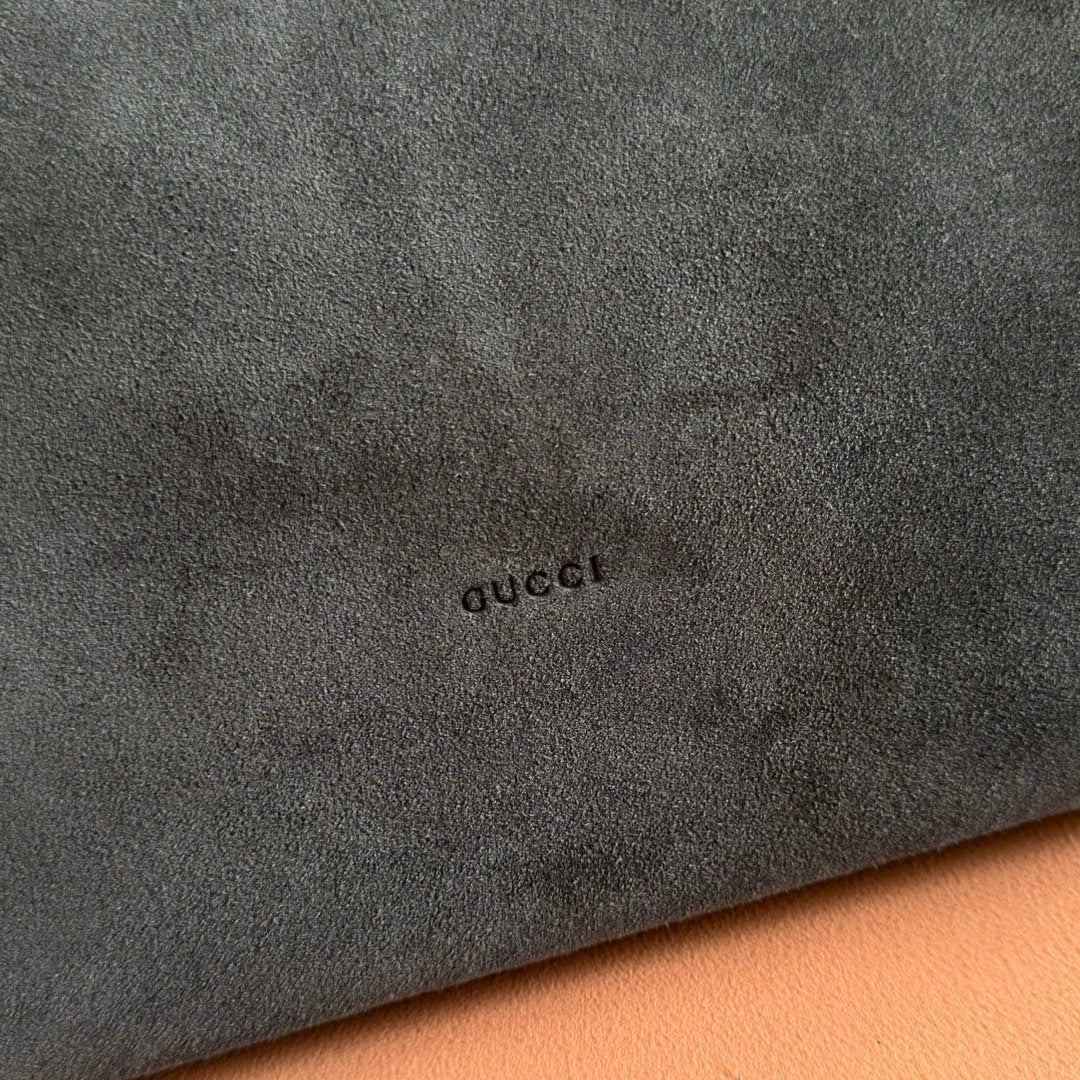 GUCCI 26S TOP HANDLE BAG 35 IN DARK GREY SUEDE