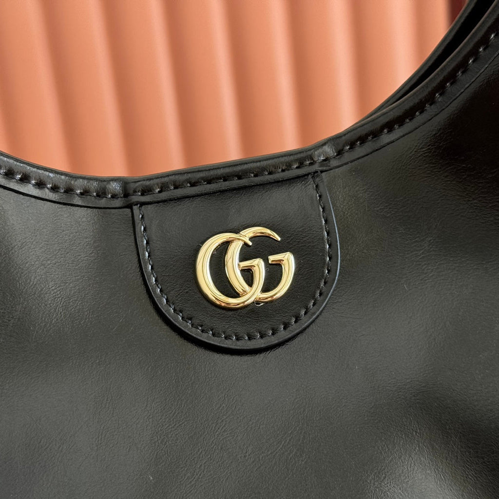 GUCCI 26S GIGLIO LARGE TOTE BAG 60 IN BLACK SHINY CALFSKIN