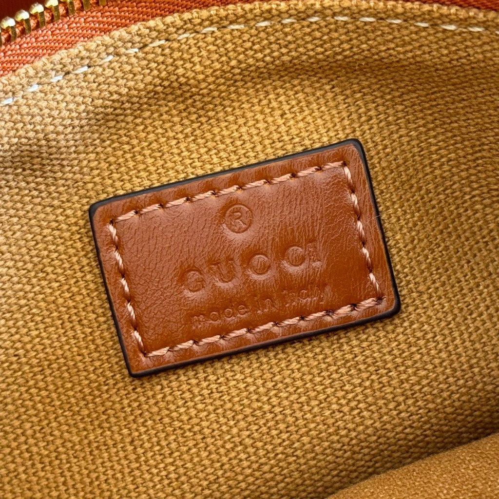GUCCI 26S GIGLIO LARGE TOTE BAG 60 IN DARK BROWN SHINY CALFSKIN