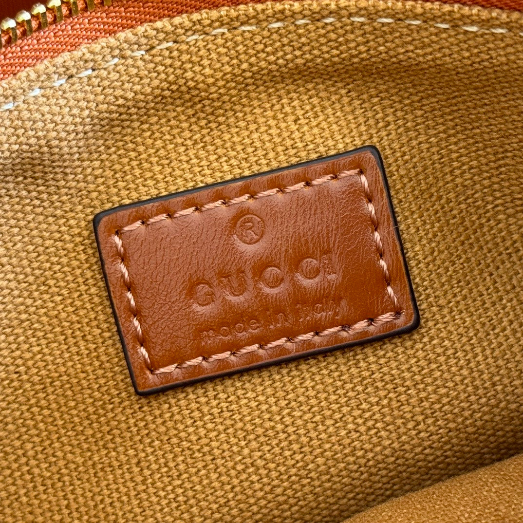 GUCCI 26S GIGLIO LARGE TOTE BAG 60 IN DARK BROWN SHINY CALFSKIN