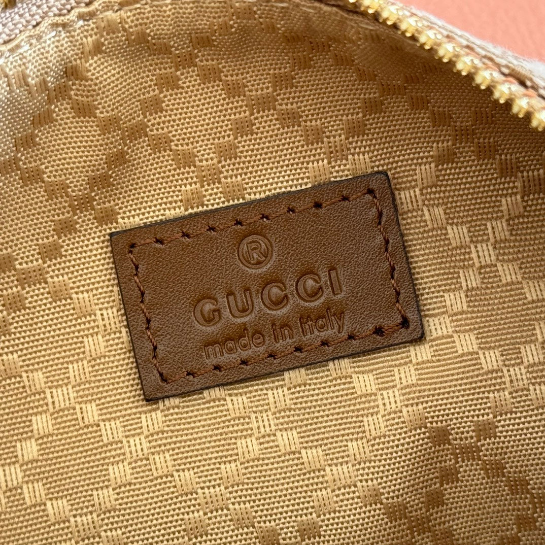 GUCCI 26S SHOULDER BAG 19 IN WARM BEIGE AND BROWN CANVAS