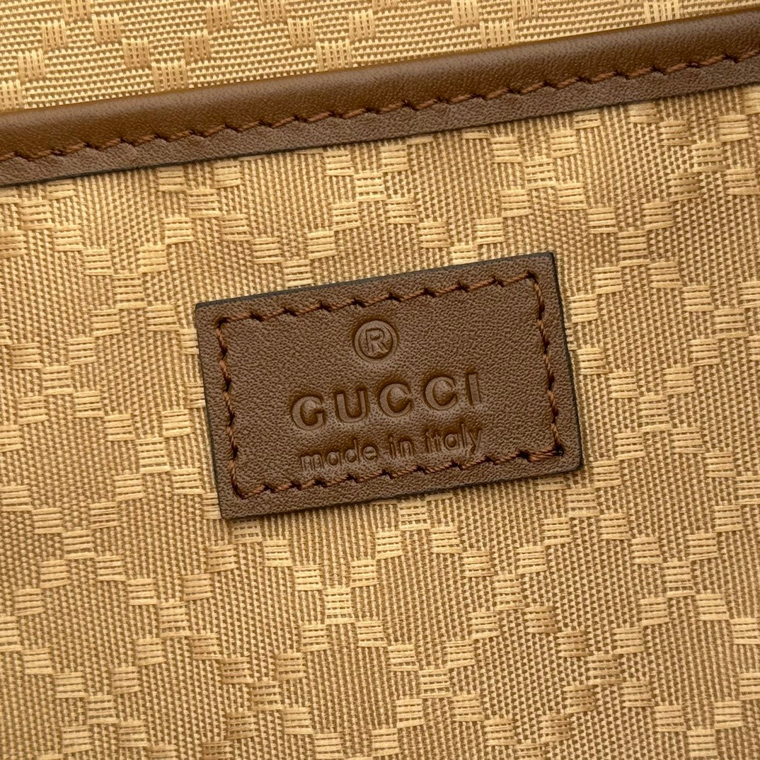 GUCCI 26S SHOULDER BAG 31 IN WARM BEIGE AND BROWN CANVAS