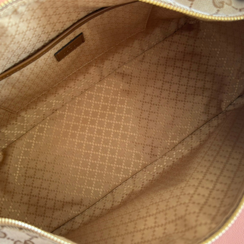GUCCI 26S SHOULDER BAG 38 IN WARM BEIGE AND BROWN CANVAS
