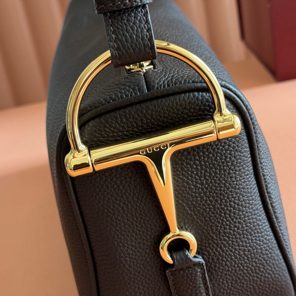 GUCCI 26S SHOULDER BAG 31 IN BLACK BROWN CALFSKIN
