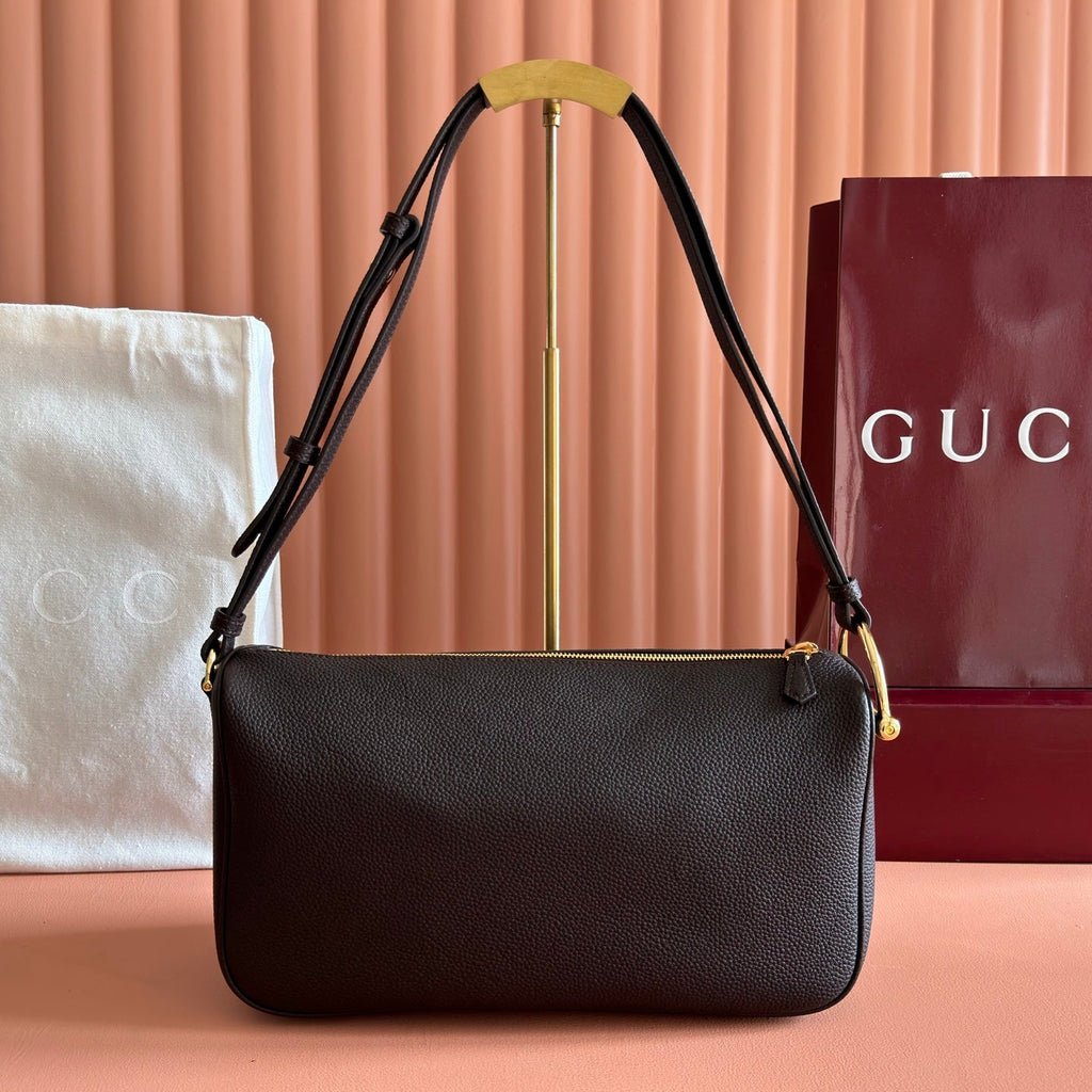 GUCCI 26S SHOULDER BAG 31 IN BLACK BROWN CALFSKIN