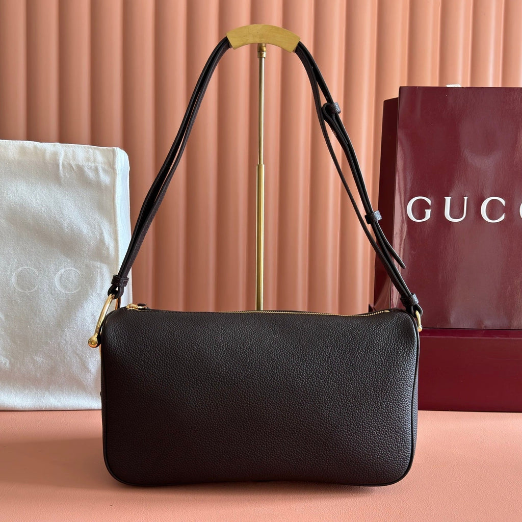 GUCCI 26S SHOULDER BAG 31 IN BLACK BROWN CALFSKIN