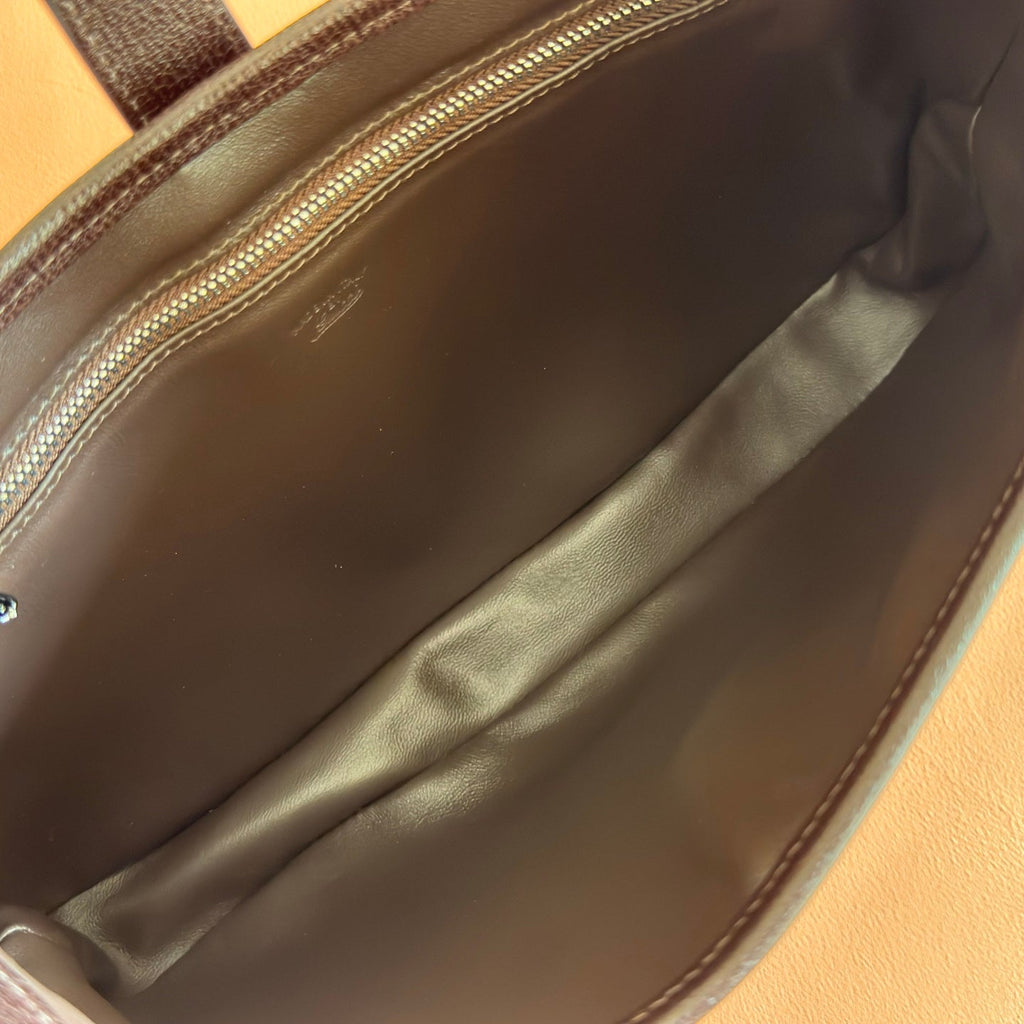 GUCCI 26S JACKIE SLIM SHOULDER BAG 28 IN DARK BROWN CALFSKIN