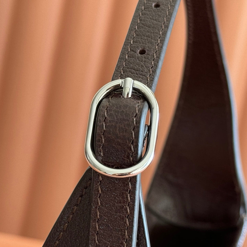 GUCCI 26S JACKIE SLIM SHOULDER BAG 27 IN DARK BROWN CALFSKIN