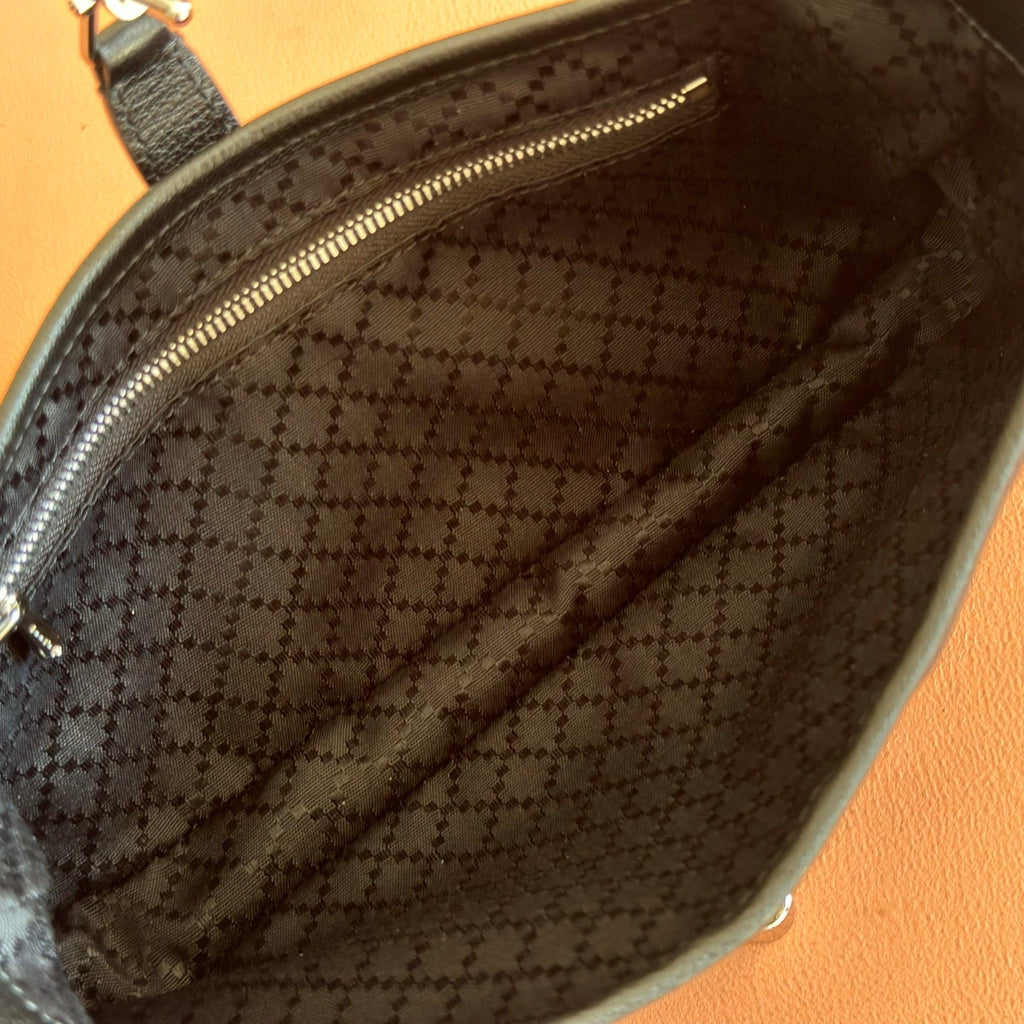 GUCCI 26S JACKIE SLIM SHOULDER BAG 27 IN BLACK CANVAS