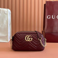 GUCCI 26S  MARMONT SHOULDER BAG 24 IN DARK RED CALFSKIN