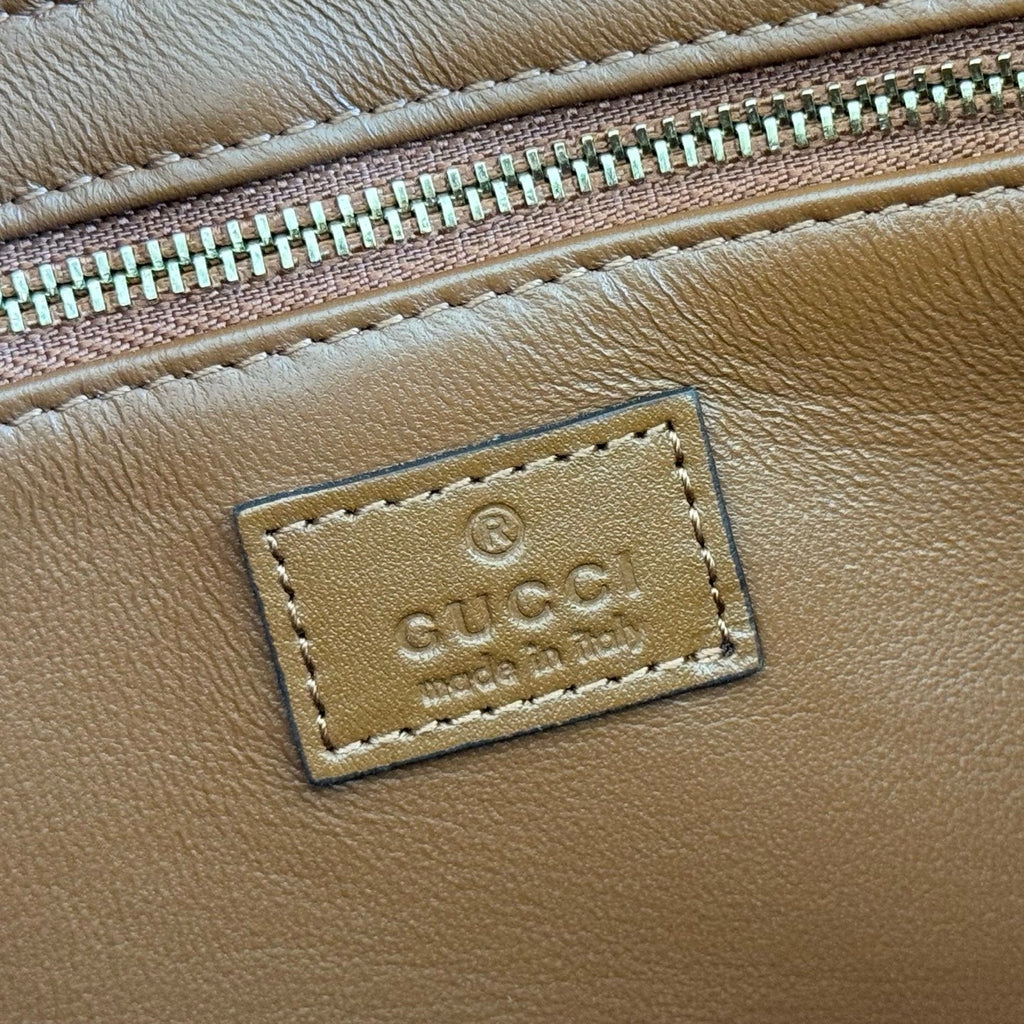 GUCCI 26S SIENA TOP HANDLE BAG 25 IN BROWN CALFSKIN
