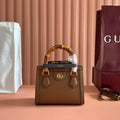 GUCCI 26S DIANA TOTE BAG 21 IN BROWN CALFSKIN