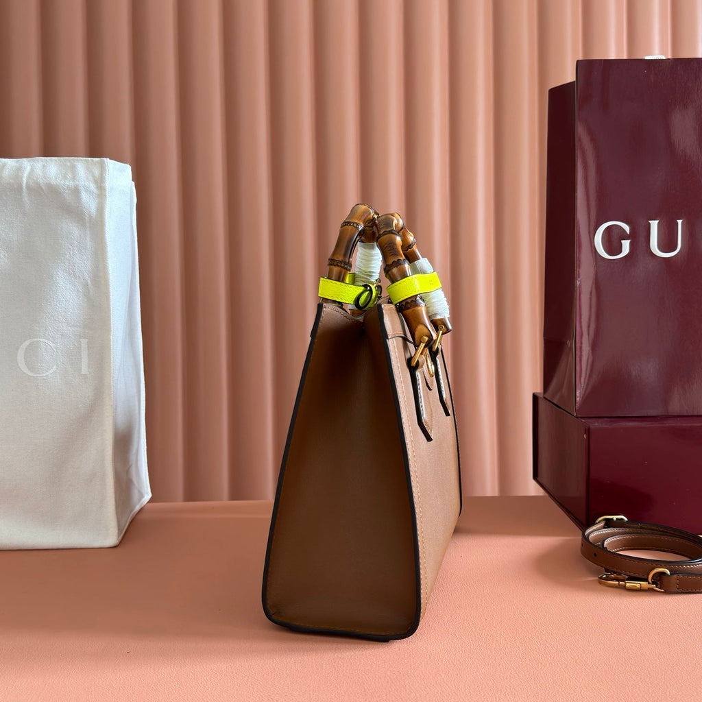 GUCCI 26S DIANA TOTE BAG 27 IN BROWN CALFSKIN