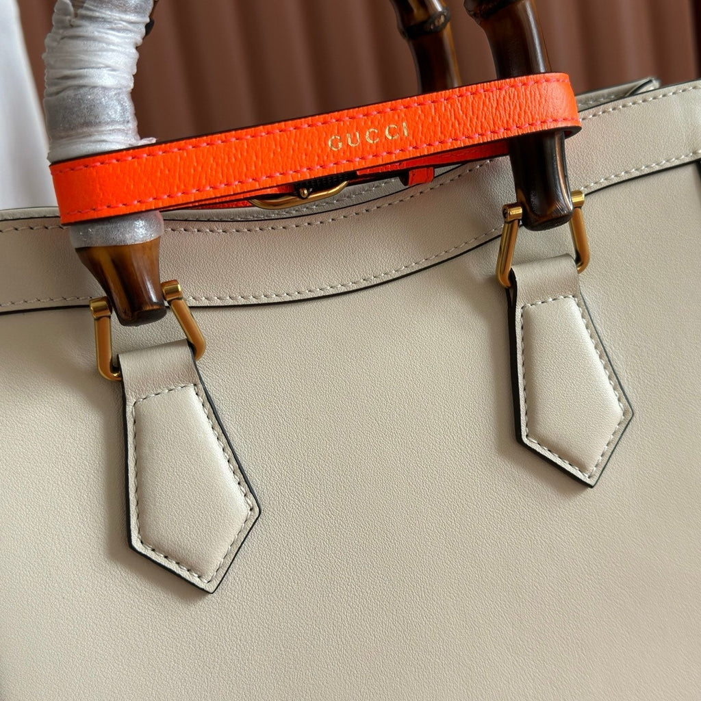 GUCCI 26S DIANA TOTE BAG 27 IN CREAM WHITE CALFSKIN