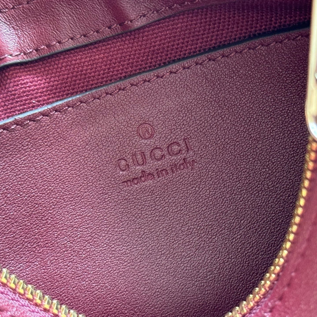 GUCCI 26S OPHIDIA SHOULDER BAG 26 IN DARK RED CANVAS EMBELLISHED WITH RHINESTONES