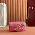 GUCCI 26S  MARMONT BAG 16 IN METALLIC PINK LAMBSKIN