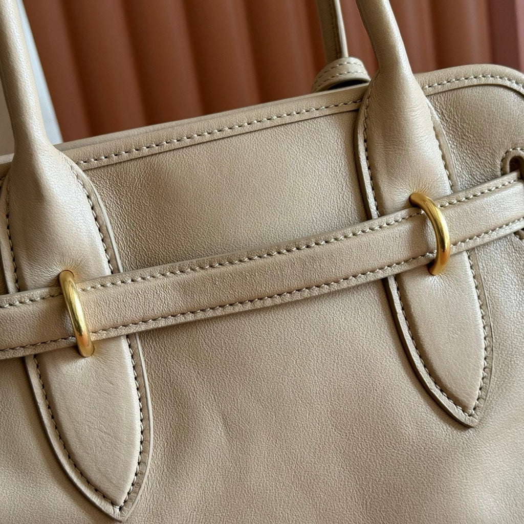 MIUMIU 26S BORSA AVENTURE BAG 30 IN DARK BEIGE CALFSKIN GOLD HARDWARE