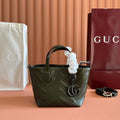 GUCCI 26S  MARMONT TOTE BAG 17 IN MOSS GREEN CALFSKIN