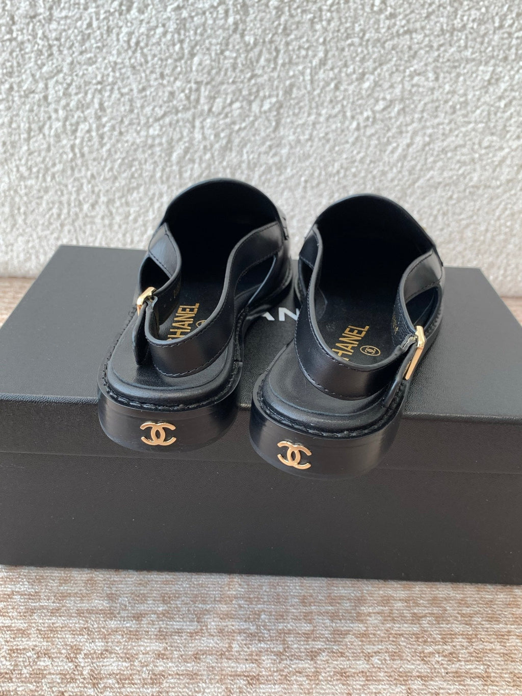 CHANEL MOASIN SLINGBACK IN BLACK CALFSKIN