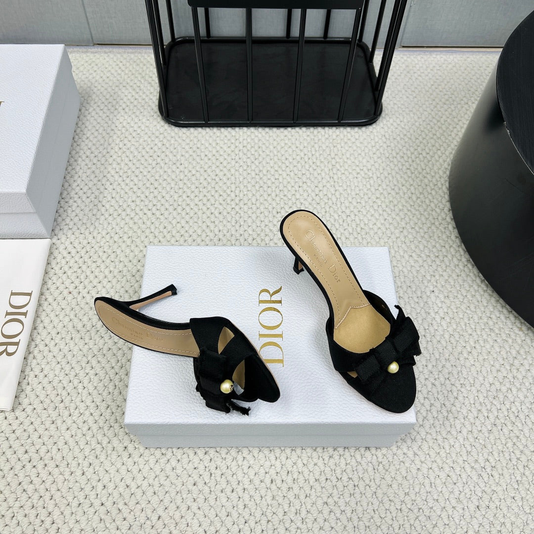 DIOR HIGH AABLE MULE IN BLACK FABRIC