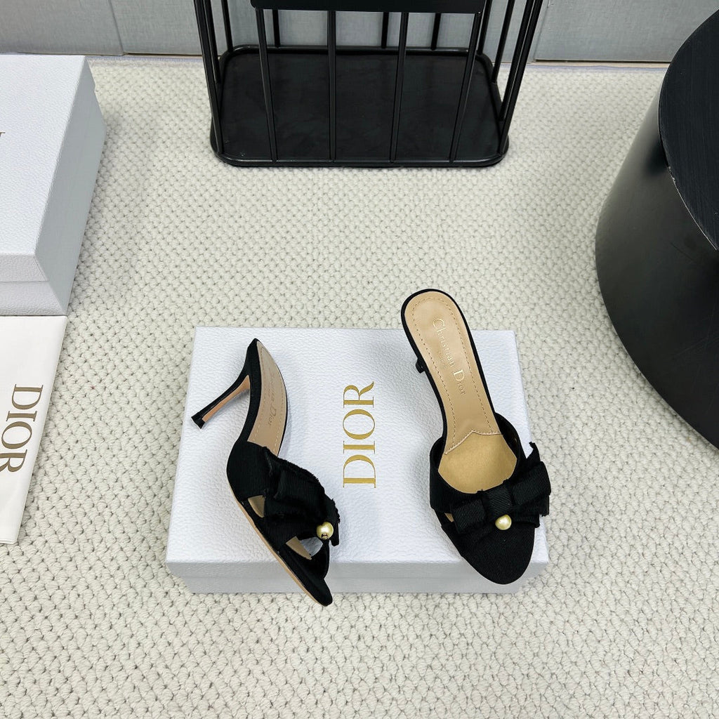 DIOR HIGH AABLE MULE IN BLACK FABRIC