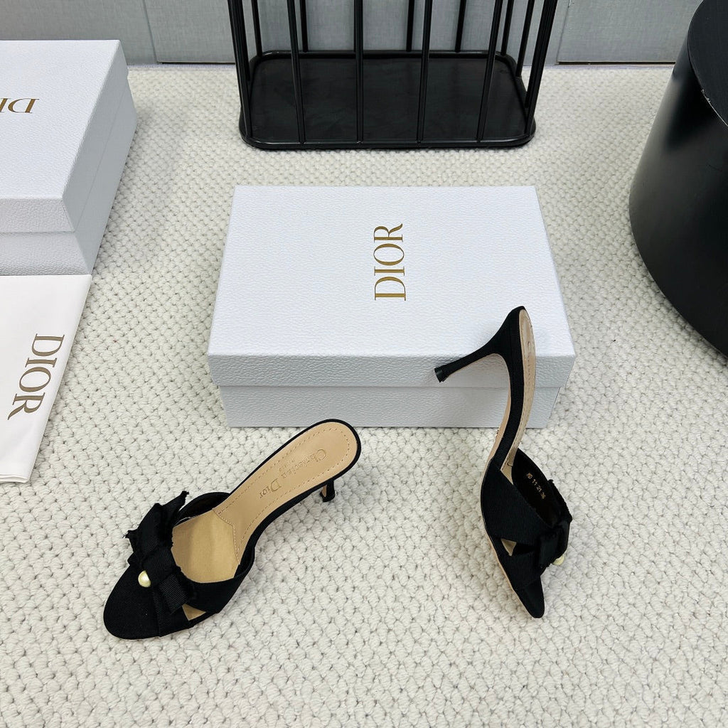 DIOR HIGH AABLE MULE IN BLACK FABRIC