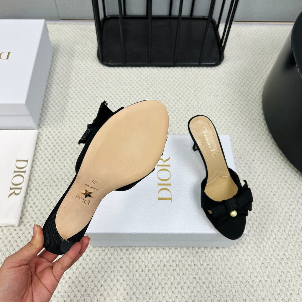 DIOR HIGH AABLE MULE IN BLACK FABRIC