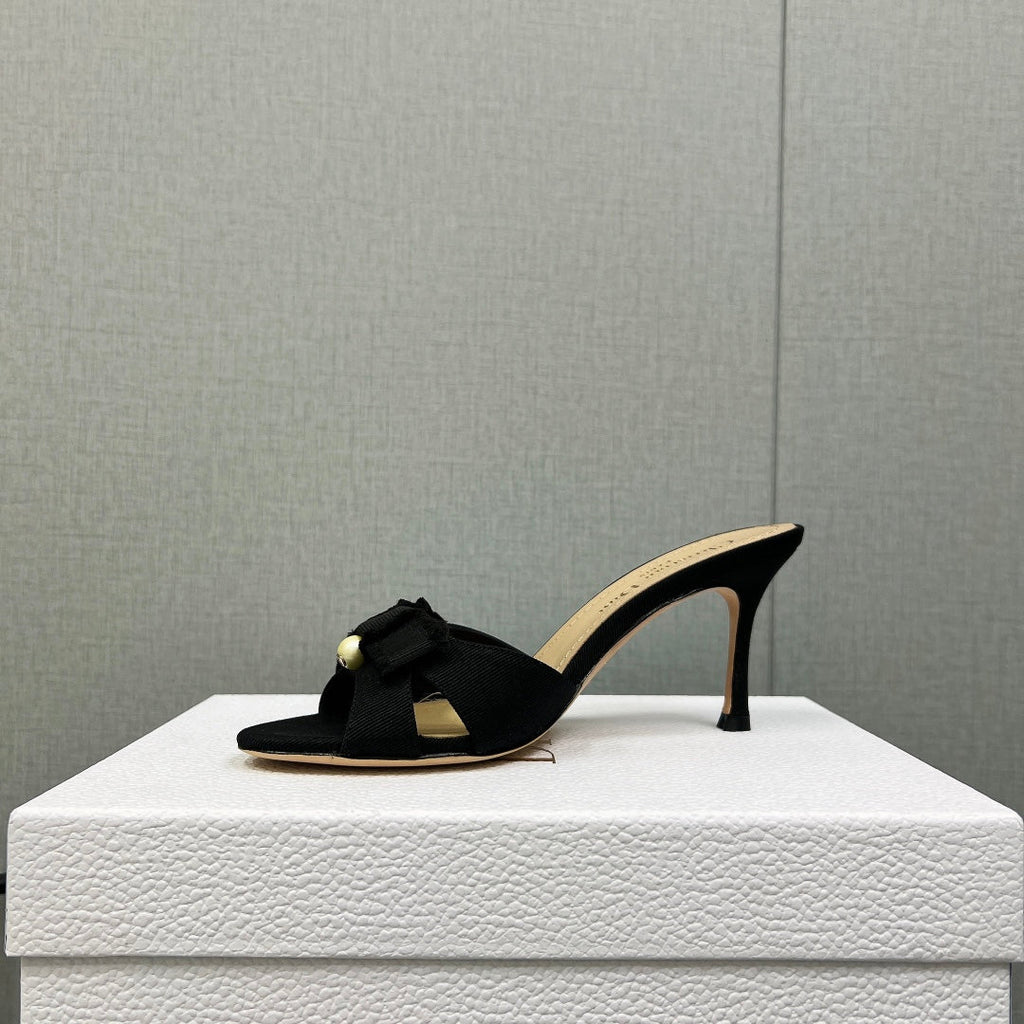 DIOR HIGH AABLE MULE IN BLACK FABRIC