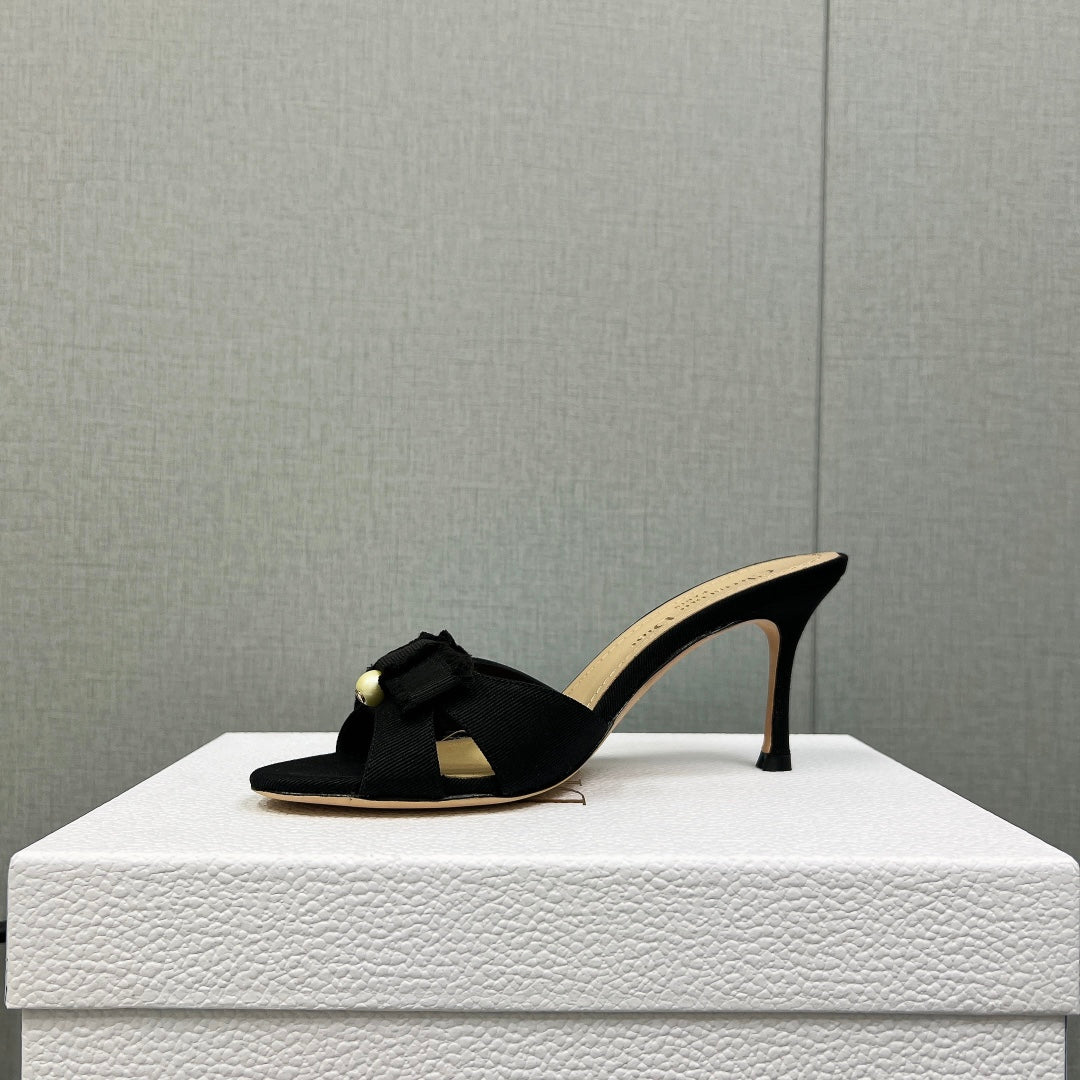 DIOR HIGH AABLE MULE IN BLACK FABRIC