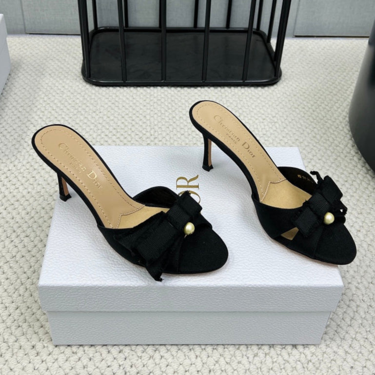 DIOR HIGH AABLE MULE IN BLACK FABRIC