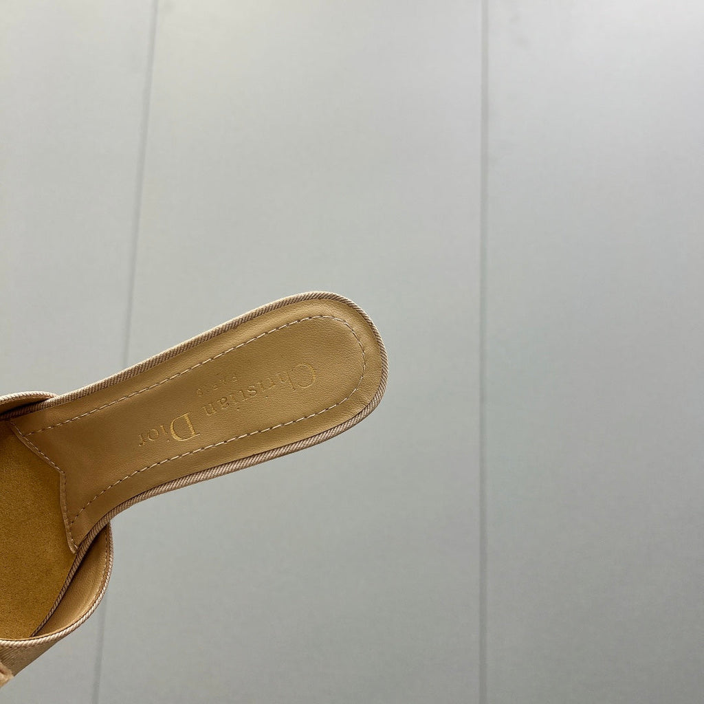 DIOR HIGH AABLE MULE IN BISQUE BEIGE FABRIC
