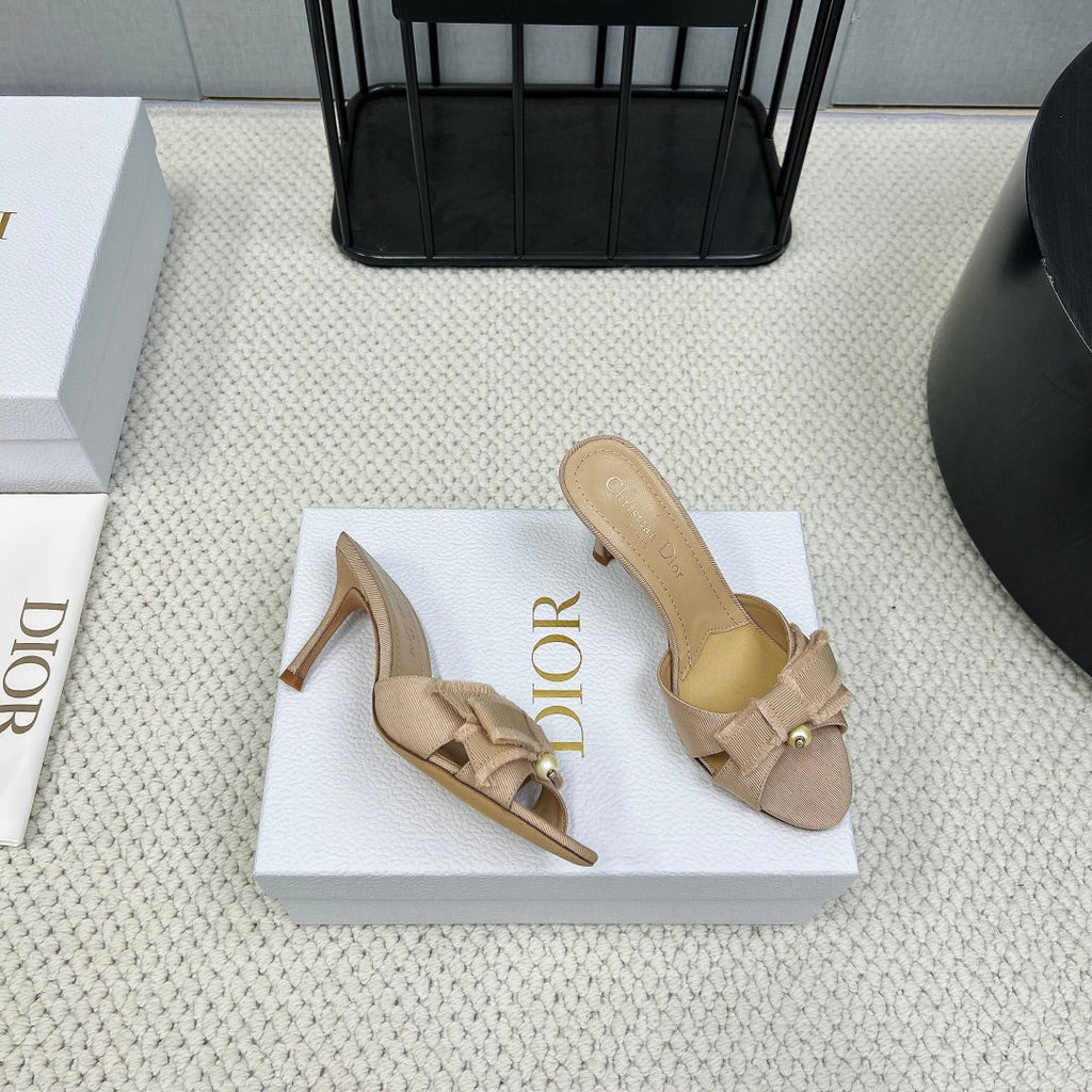DIOR HIGH AABLE MULE IN BISQUE BEIGE FABRIC