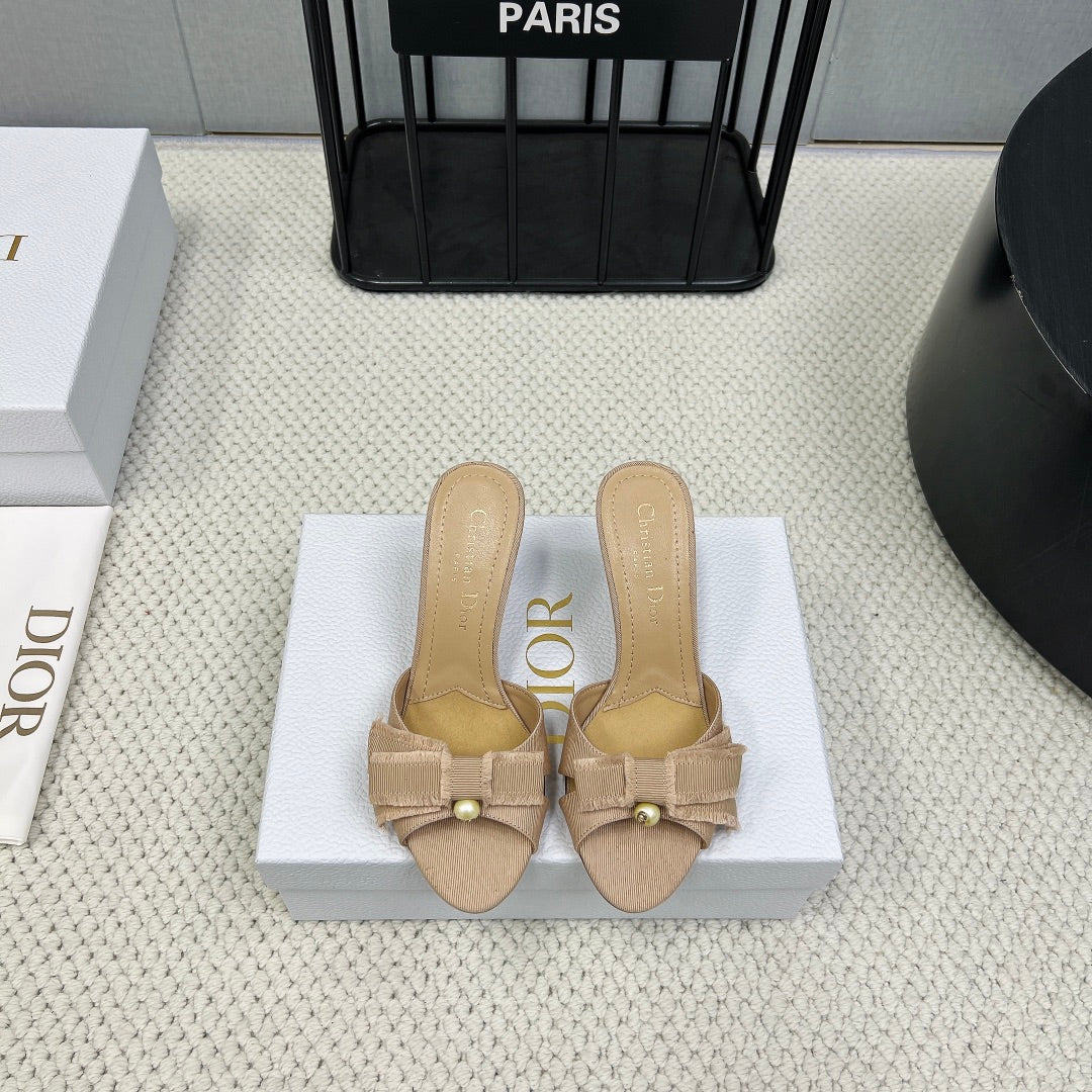 DIOR HIGH AABLE MULE IN BISQUE BEIGE FABRIC