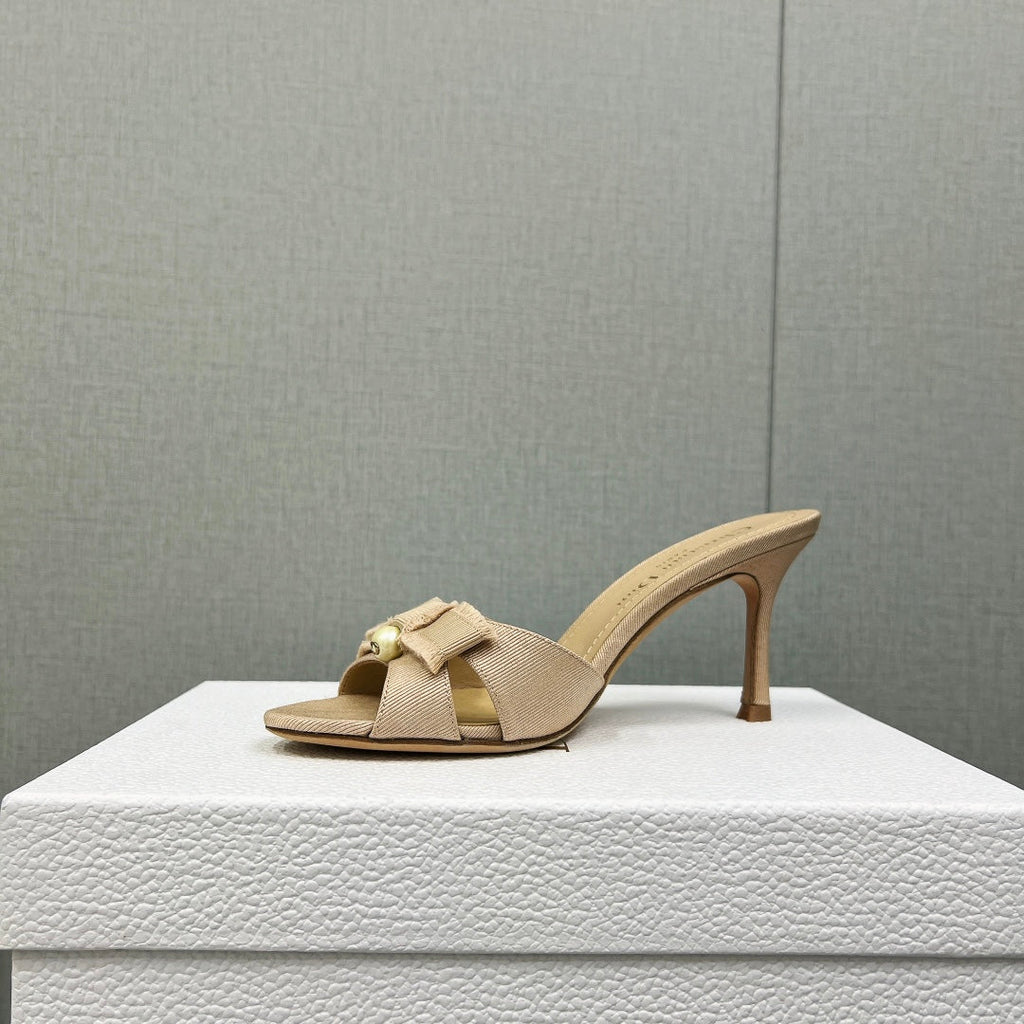 DIOR HIGH AABLE MULE IN BISQUE BEIGE FABRIC