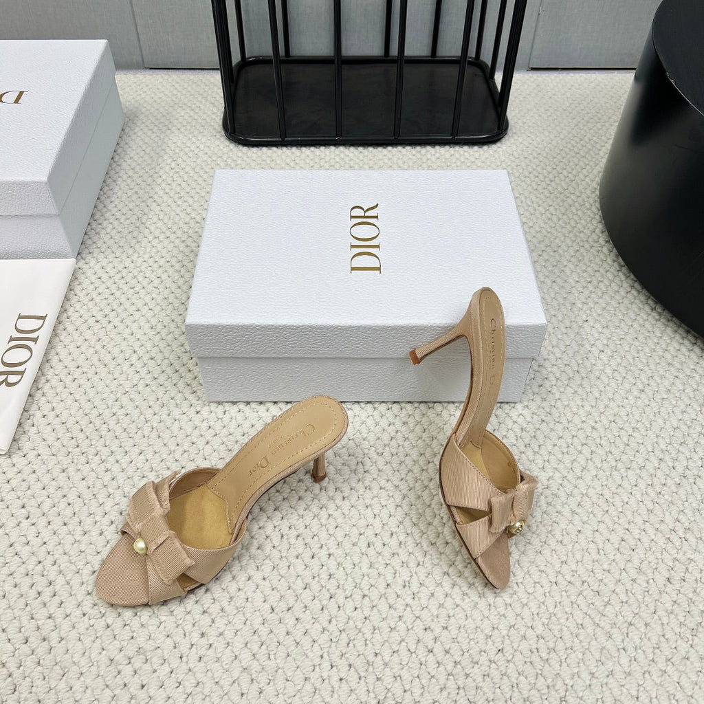 DIOR HIGH AABLE MULE IN BISQUE BEIGE FABRIC