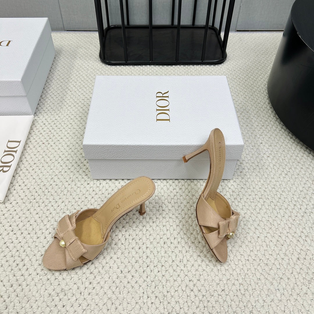 DIOR HIGH AABLE MULE IN BISQUE BEIGE FABRIC