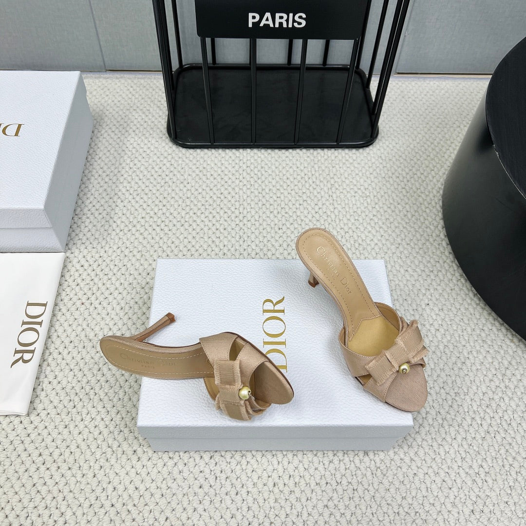 DIOR HIGH AABLE MULE IN BISQUE BEIGE FABRIC