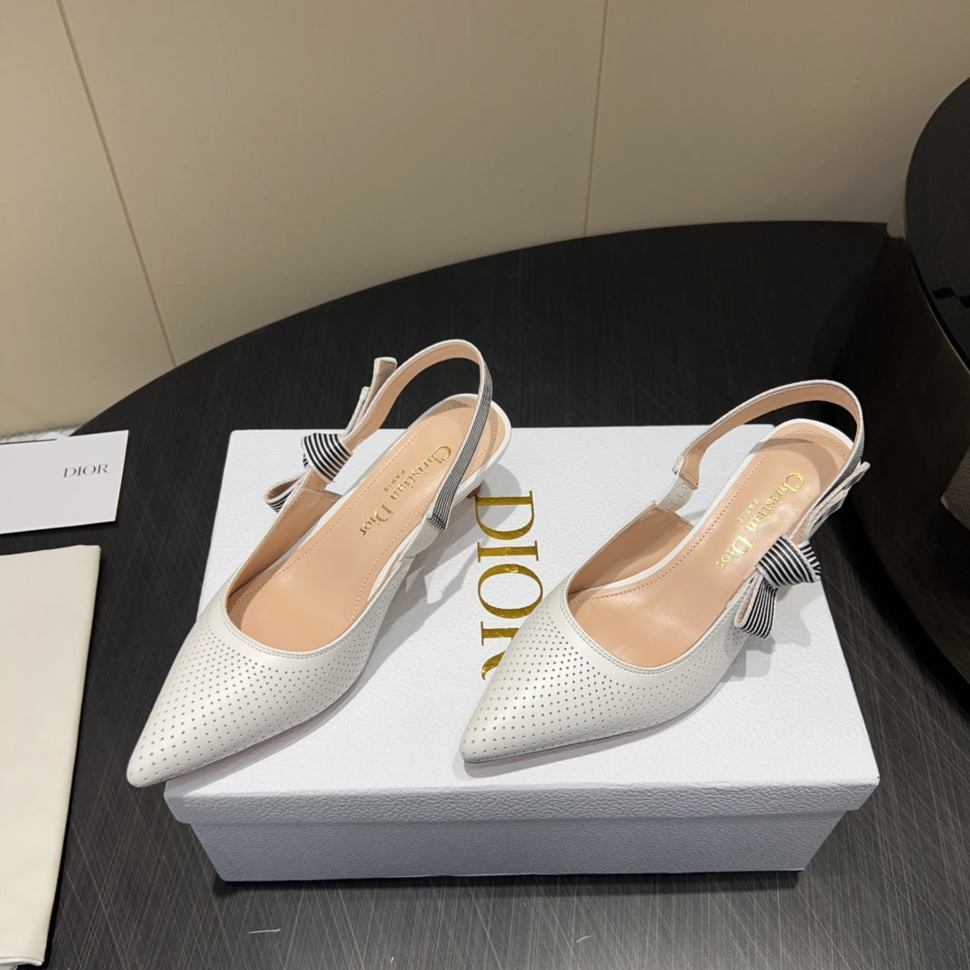 DIOR HIGH SLINGBACK 25S 50 MM IN WHITE CALFSKIN