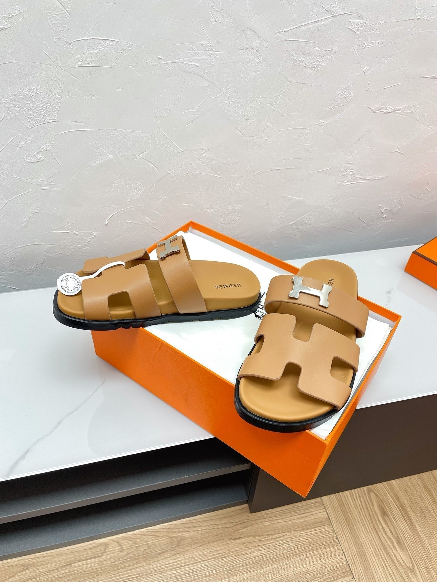 HERMES CHYPRE SANDAL COPPER LAMBSKIN WITH H BUCKLE