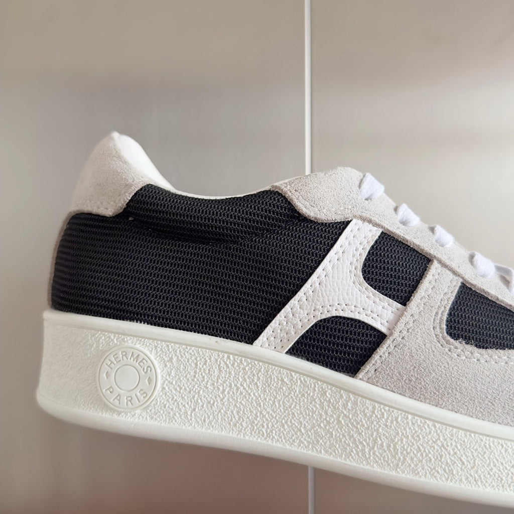 HERMES BOOMERANG SNEAKERS LIGHT GRAY MIX BLACK SUEDE