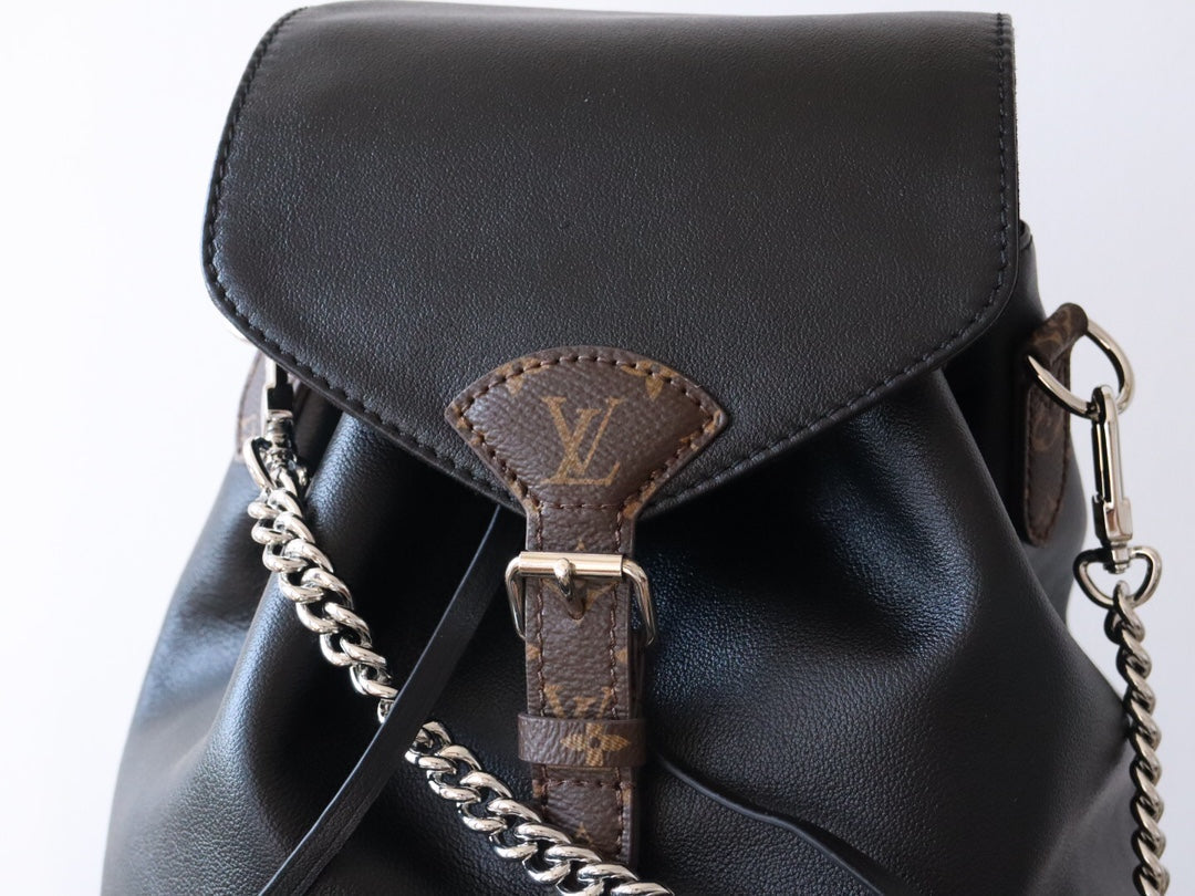 LOUIS VUITTON LV 25S MONTSOURIS VIBE 35 IN BLACK LAMBSKIN SILVER HARDWRE