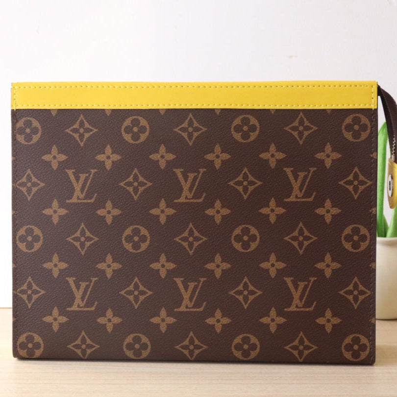 LOUIS VUITTON LV 25S POCHETTE VOYAGE 26 IN YELLOW MONOGRAM MACASSAR COATED CANVAS