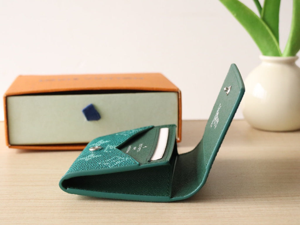 LOUIS VUITTON LV 25S ENVELOPE BUSINESS CARD HOLDER 10 IN DEEP TEAL MONOGRAM HERITAGE COATED CALFSKIN