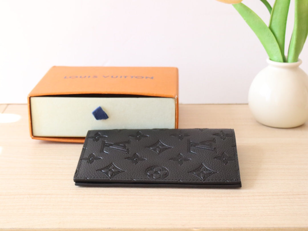 LOUIS VUITTON LV 25S PASSPORT HOLDER 14 IN BLACK EMBOSSED MONOGRAM SHADOW CALFSKIN