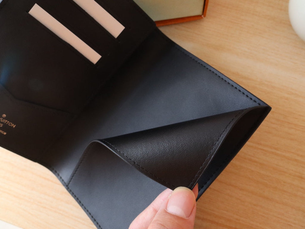LOUIS VUITTON LV 25S PASSPORT HOLDER 14 IN BLACK EMBOSSED MONOGRAM SHADOW CALFSKIN