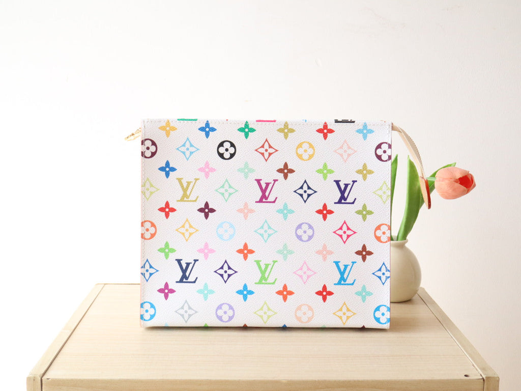 LOUIS VUITTON TOILETRY POUCH 25 IN WHITE MIX COLORFUL CALFSKIN