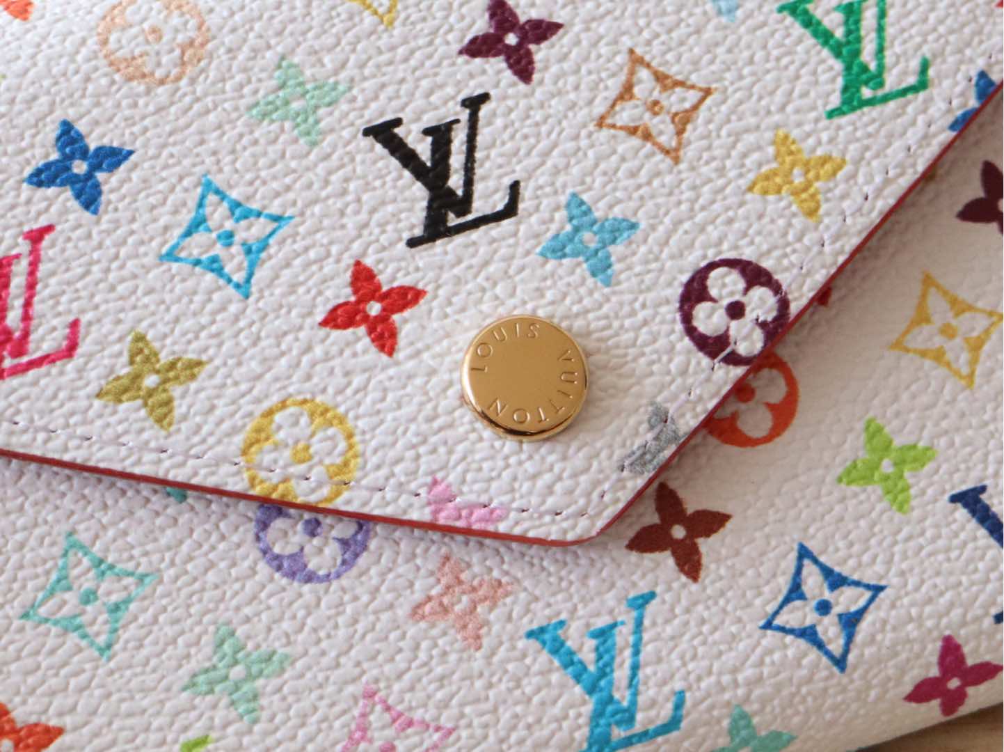 LOUIS VUITTON ROSALIE ZIPPY 12 IN WHITE MIX COLORFUL CALFSKIN