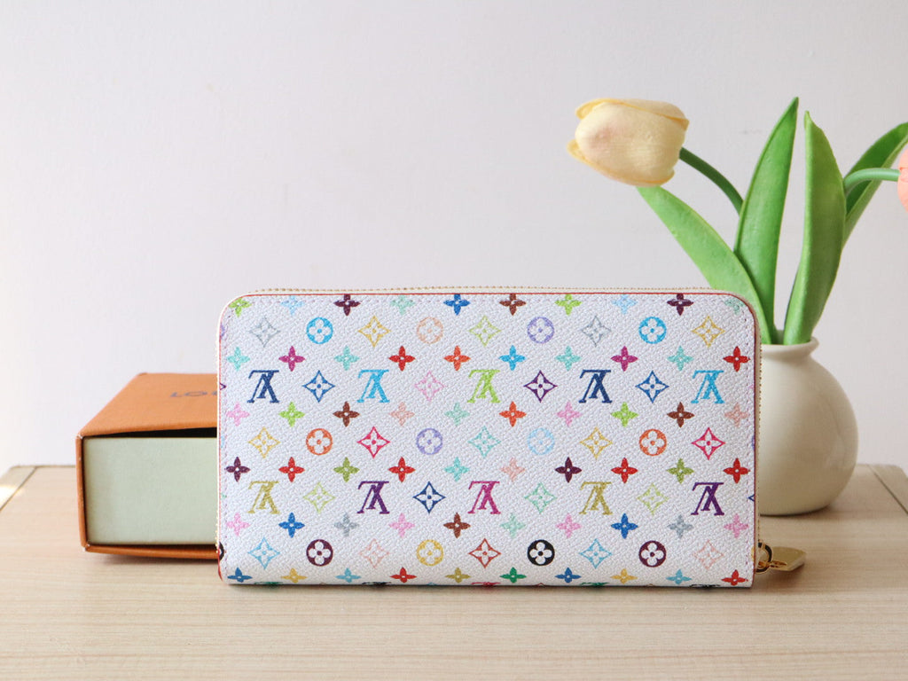 LOUIS VUITTON ZIPPY WALLET 19 IN WHITE MIX COLORFUL CALFSKIN