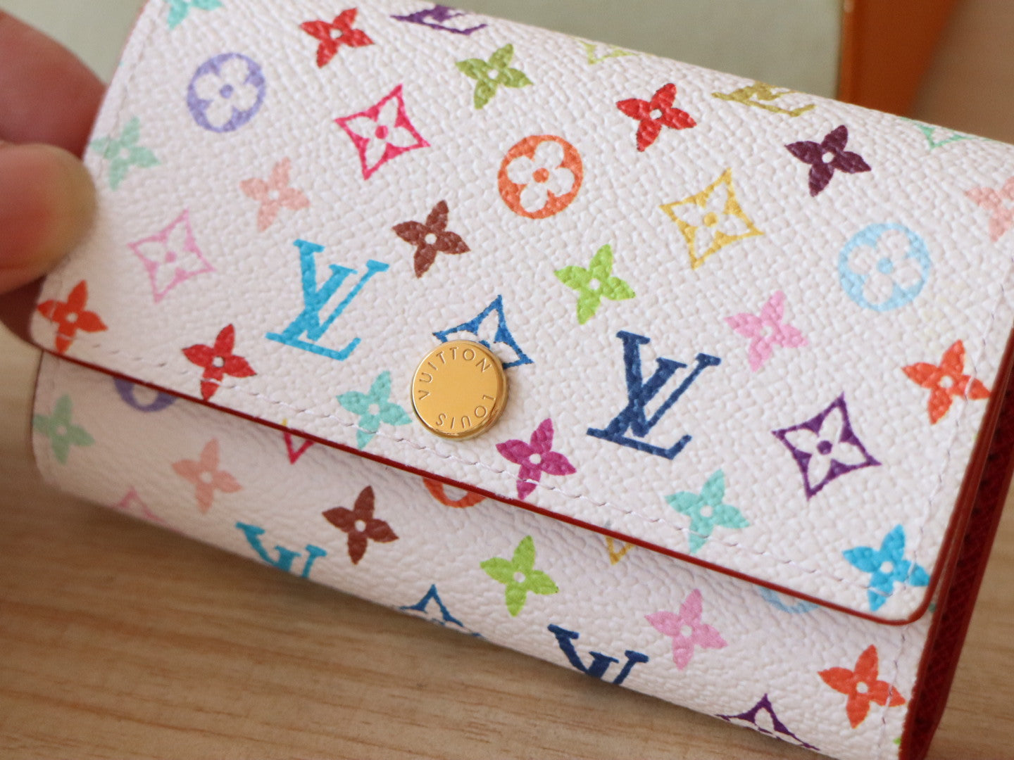 LOUIS VUITTON ROSALIE WALLET 12 IN WHITE MIX COLORFUL CALFSKIN